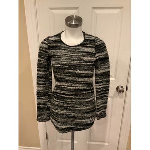 ISABEL MARANT Etoile Gray & Black Stripe Crew Neck Sweater w/ Zip, Size XS